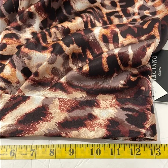 NWT Marciano Guess Animal Magic Wrap Skirt Size XS 100% Pure Silk Brown & Tan - Picture 15 of 16